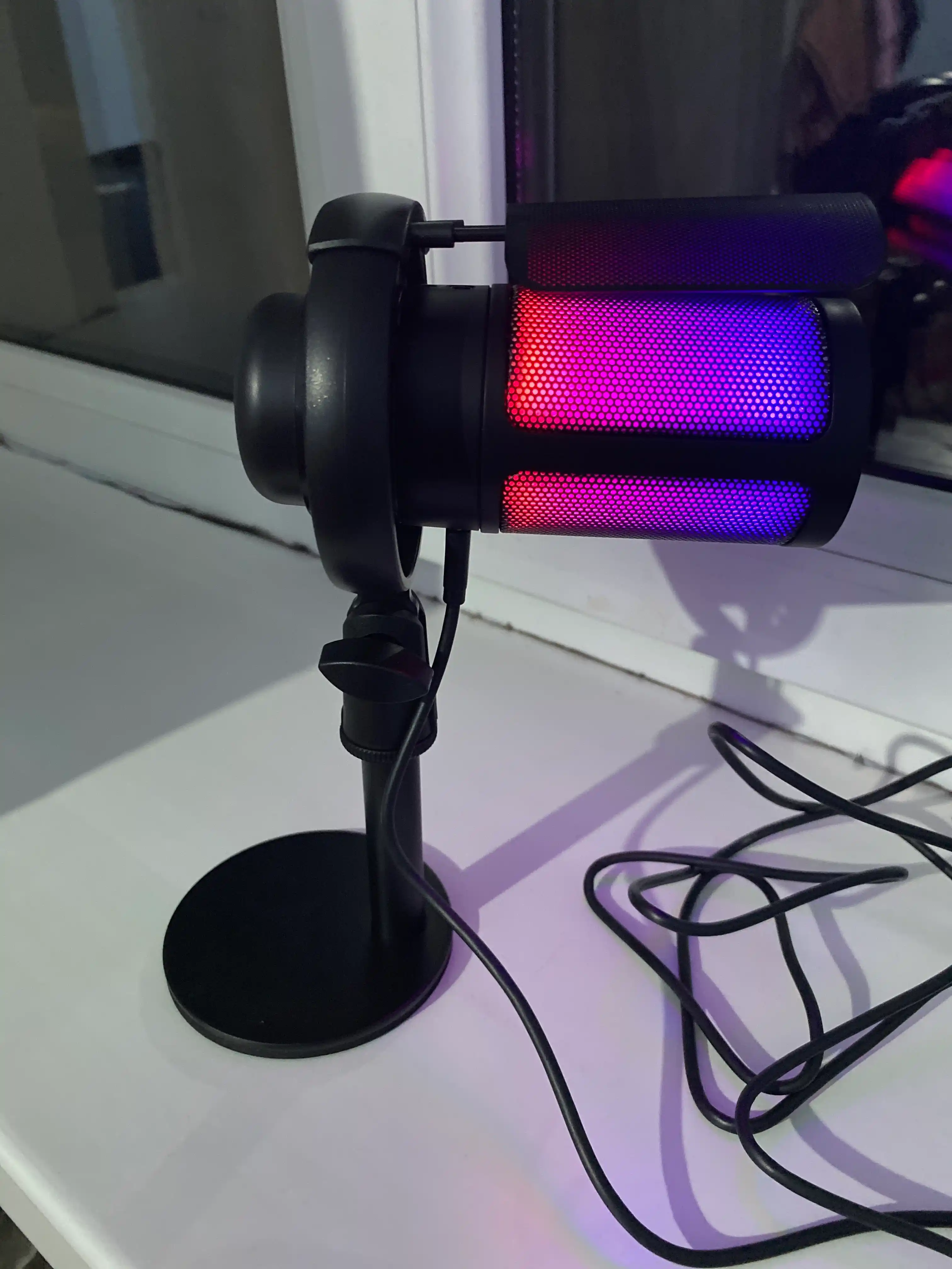 Strim va kompyuter uchun, RGB kondensatorli ME6S mikrofon, shok maunt, popfiltr, ushlagich