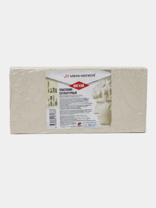 Haykaltaroshlik plastilini VISTA-ARTISTA, VSSP-1000 Studio, 1 kg, oq, yumshoq - 