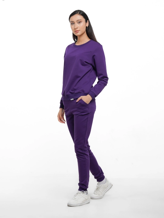 Ayollar sport kostyumi paxta 80% binafsha rang keng fason sport kostyum