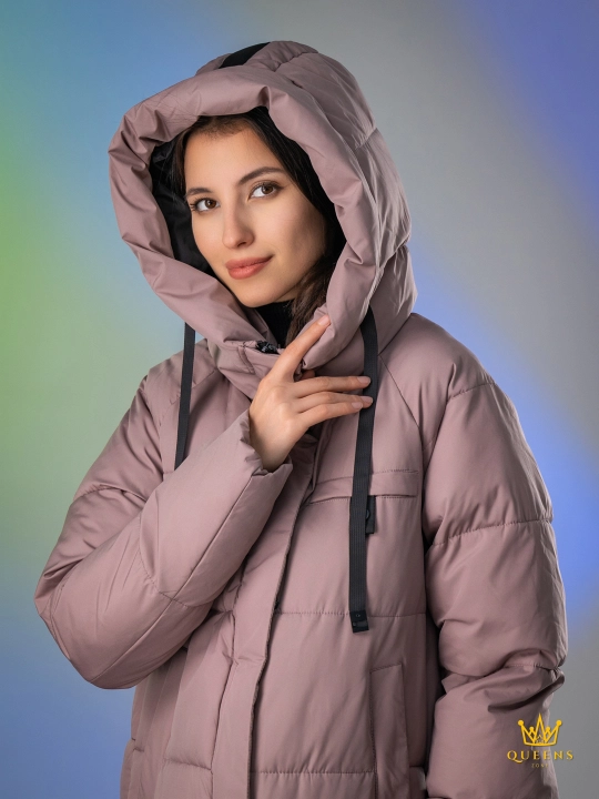 Ayollar uzun kurtkasi, qishki, issiq, kapyushonli, 4XL gacha