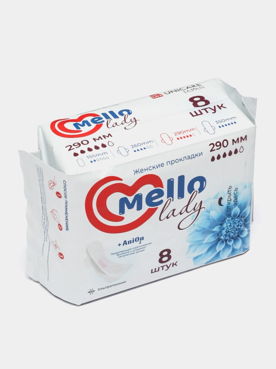 Ayollar uchun gigiena prokladkalari Mello lady 8, o'lchami 290 mm, 8 dona