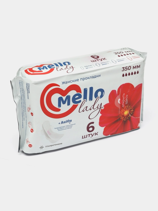 Ayollar uchun gigienik prokladkalari Mello lady 6, o'lchami 350 mm, 6 dona