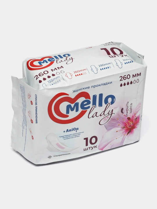 Ayollar uchun gigienik prokladkalari Mello lady 10, o'lchami 260 mm, 10 dona