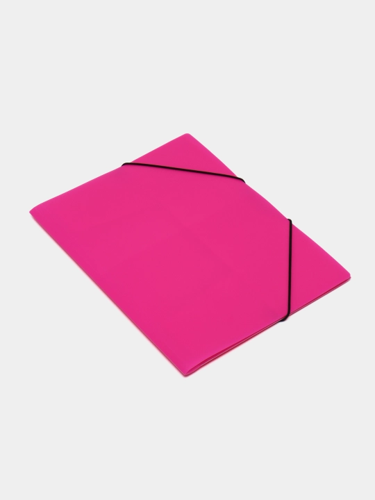 Plastik papka HD Diamond Neon Hatber, A4, rezina klapanli, 500 mkm, pushti rangli