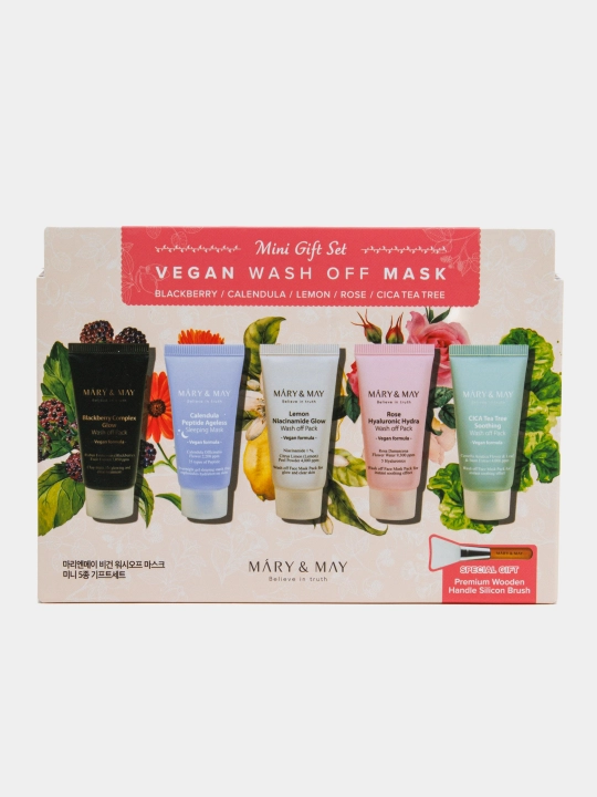 Yuz uchun MARY&MAY Vegan yuviladigan mini maskalar to‘plami, 5×30 gr