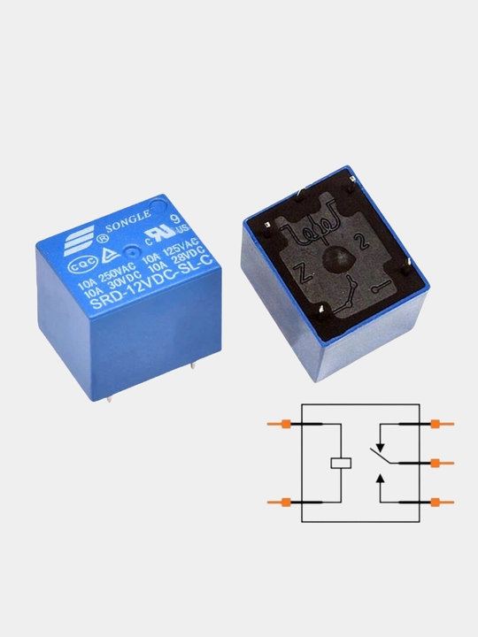 Реле SRD-12VDC 12В 10А 5 контактов, 1 группа, переключающее