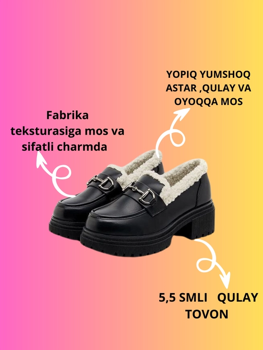 Ayol va qizlar uchun qishki va kuzgi mavsumda ichi mexlik, mo'ynalik loffer botinkalari