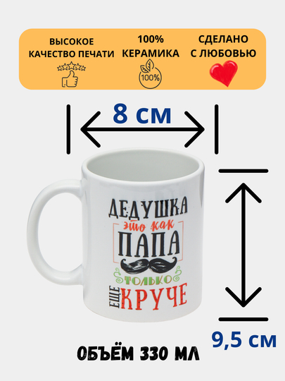 Sovg'a krujkasi, keramika, stakan, onam, buvim, dadam, bobom uchun bosma krujka