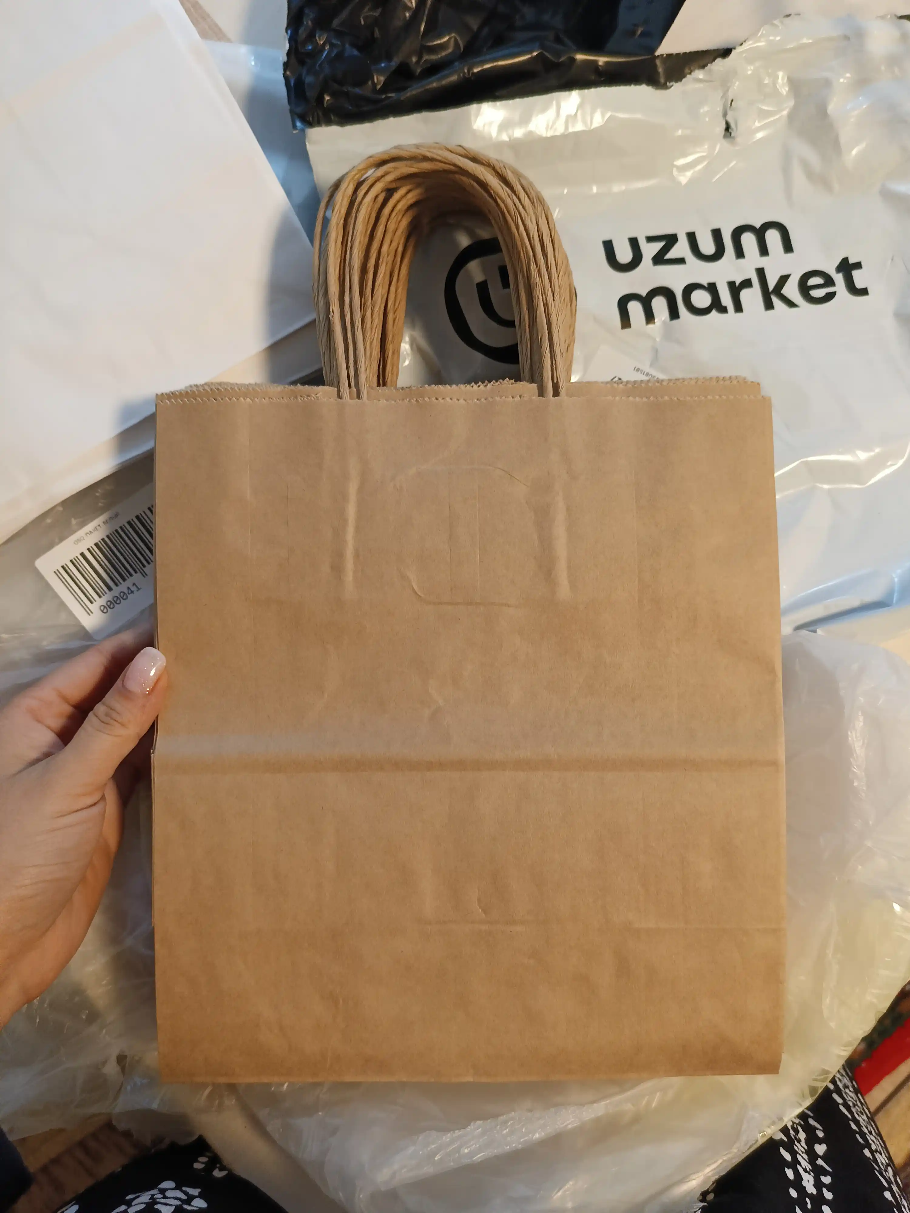 Buralgan va tekis tutqichli kraft qog'oz paket, 25 dona