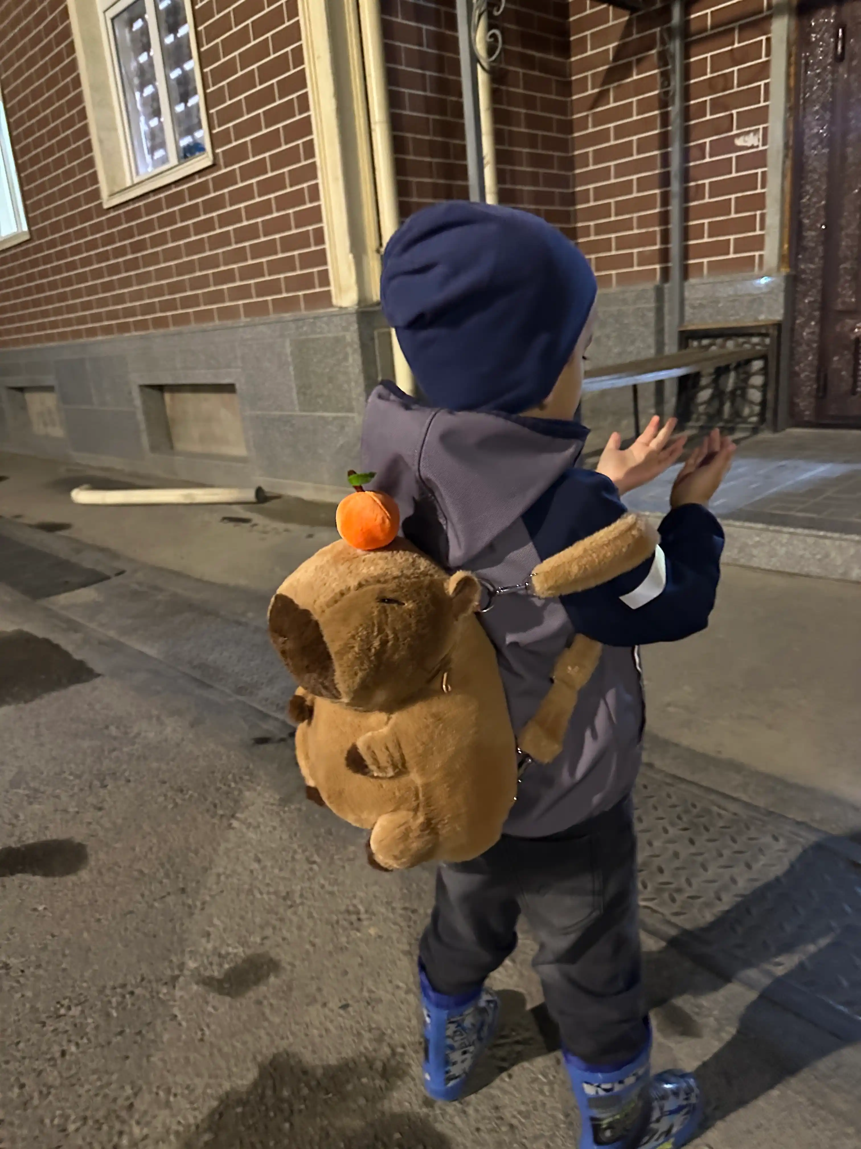 Yumshoq plush kapibara o'yinchoq, 3 tasi 1 da, bolalar uchun sumkasi