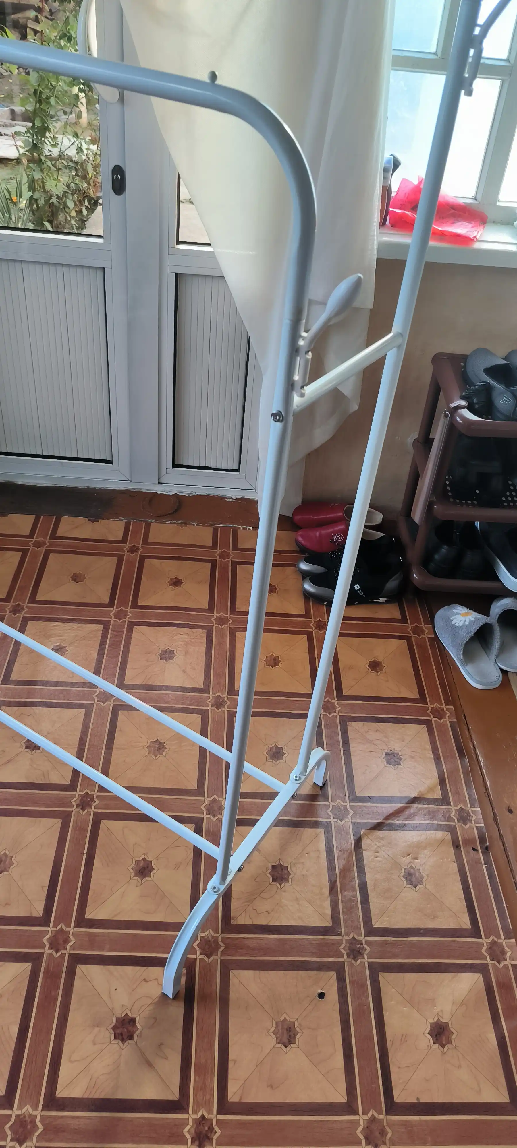 Вешалка напольная для одежды с обувницей, гардеробная, металлическая