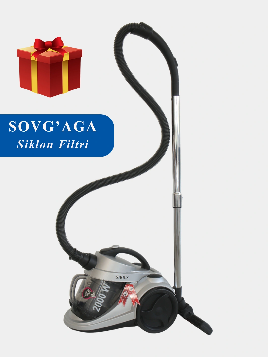 Пылесос SIRIUS с контейнером, сухая уборка, 2000 Вт, с телескопической трубкой за 750000 сум со скидкой 63%. Uzum Market