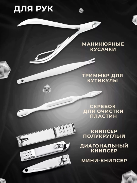 Профессиональный набор для маникюра и педикюра 19 предметов