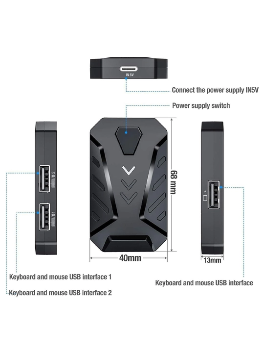 Android, IOS uchun o‘yin Bluetooth konverteri  kontrolleri, klaviaturasi va sichqoncha bor