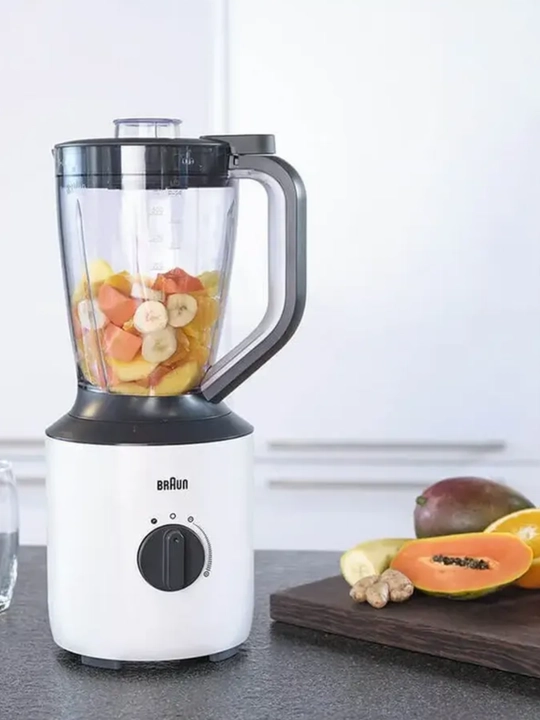 Braun JB3100 PowerBlend TriAction blenderi - 800 Vt, 5 tezlik, 1.5 litrli idish
