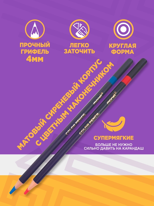 Rangli qalamlar Holographic Purple, 12 rang