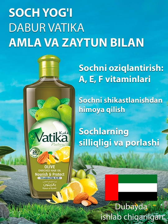 Масло для волос Dabur Vatika Olive, экстракты амлы и оливы, питание и защита волос, 200 мл