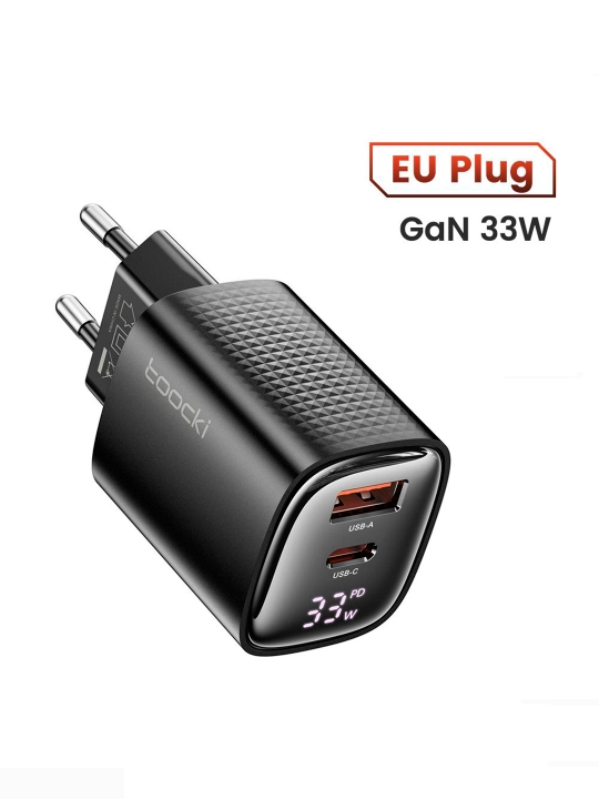 Zaryadlovchi mobil qurilmalar uchun Toocki 33W A+C GAN - 