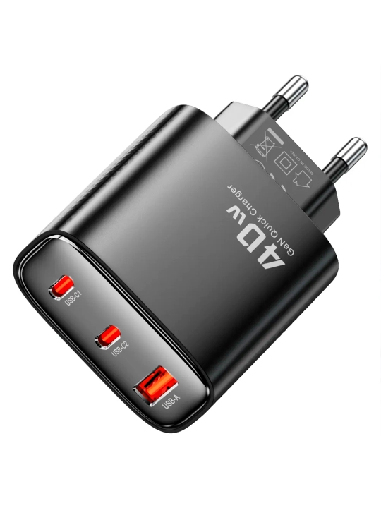 Toocki 40W 2C+A FAST Charger EU Black зарядное устройства - 