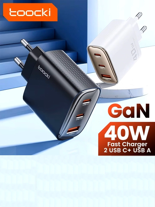 Toocki 40W 2C+A FAST Charger EU Black зарядное устройства