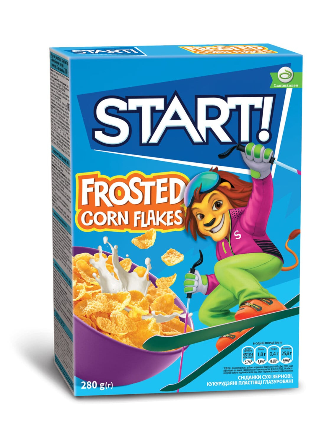 Кукурузные хлопья, глазированные START!, 280 г. Готовый сухой завтрак ...
