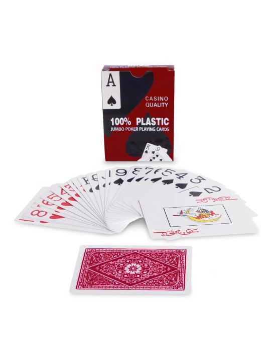Покерные карты, пластиковые, красные, синие, 1 колода, 54 шт