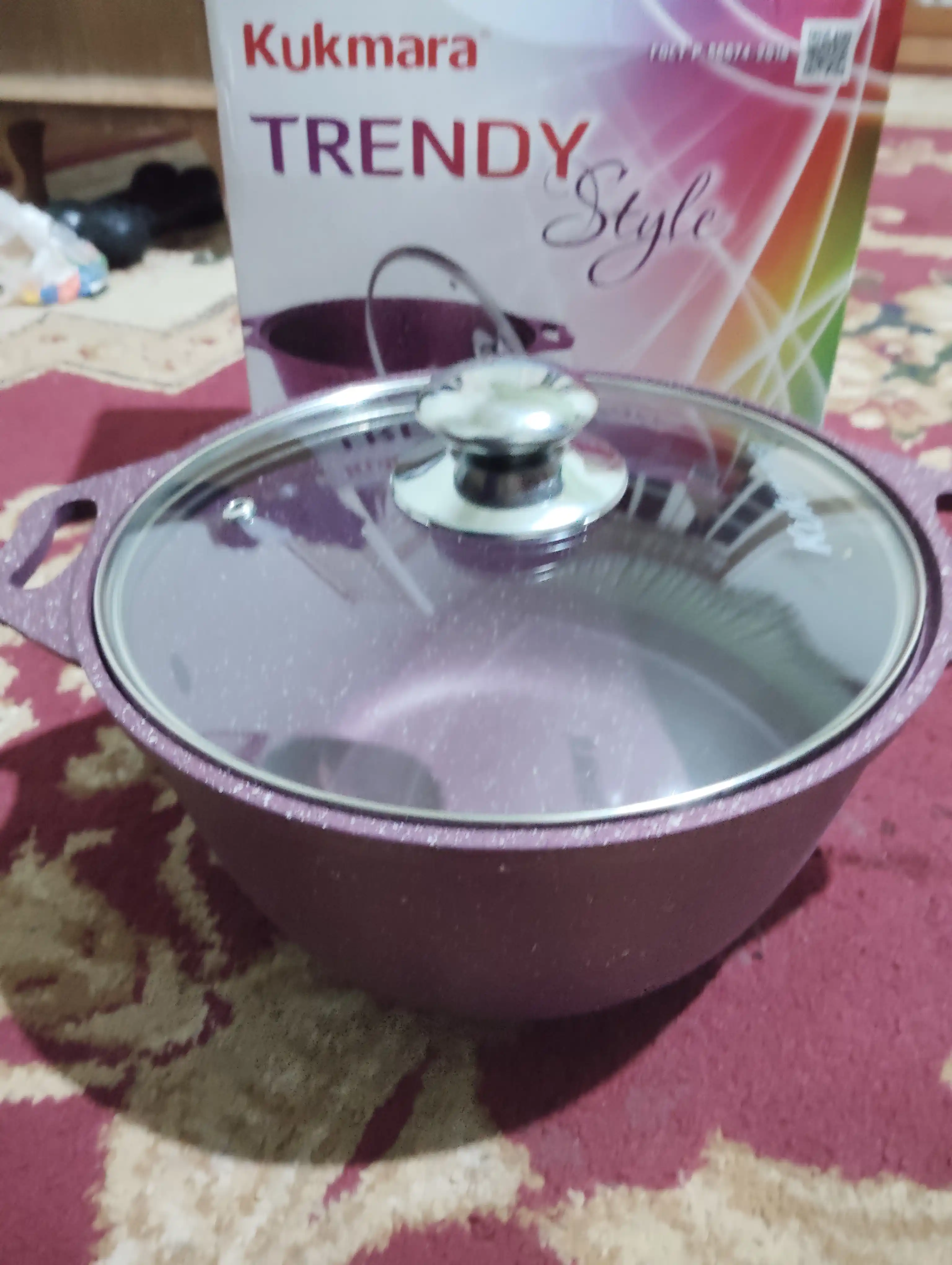 Kastryulya Kukmara Trendy Style, shisha qopqoq bilan, yopishmaydigan qoplama