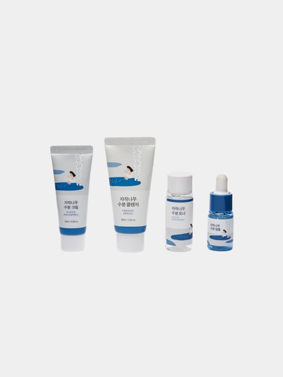 ROUND LAB yuz miniatyuralari sayohat to'plami, Pine Calming Cica Trial Kit, 4 dona