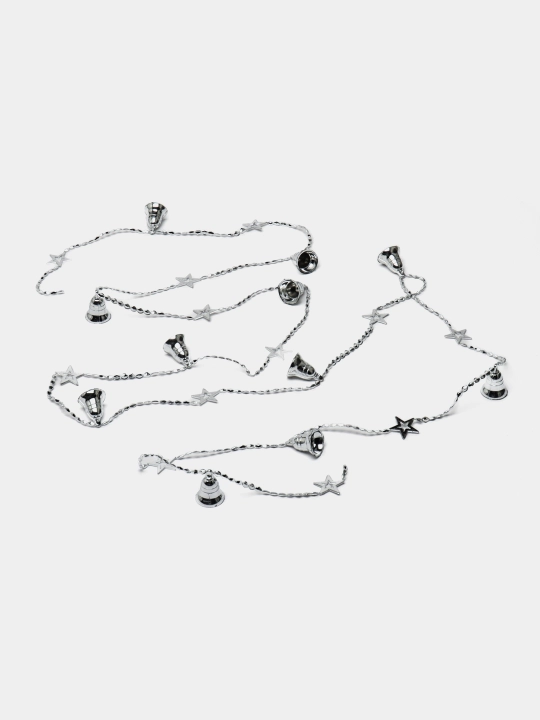 Garland - boncuklar, uzunligi 270 sm, qizil, kumush - 