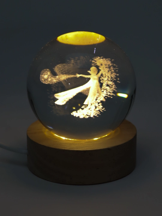 Хрустальный шар ночник 3D, антистресс, настольный светильник, LED, 7x8 см