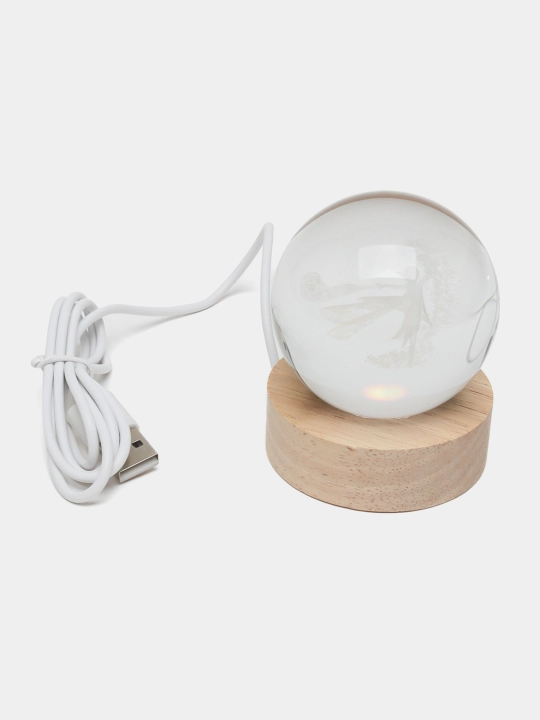 Хрустальный шар ночник 3D, антистресс, настольный светильник, LED, 7x8 см