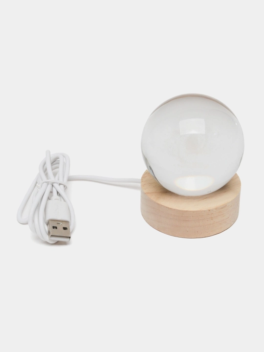 Хрустальный шар ночник 3D, антистресс, настольный светильник, LED, 7x8 см