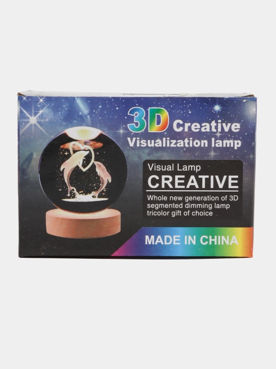 Хрустальный шар ночник 3D, антистресс, настольный светильник, LED, 7x8 см