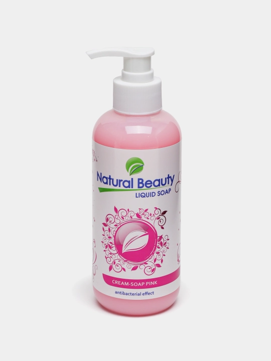 Мыло жидкое Natural Beauty розовое с антибактериальным эффектом, 300 г
