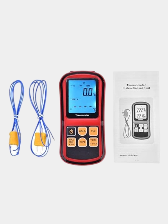 Termometr Ikki kanalli raqamli harorat o'lchagichi GM1312, LCD displeyli