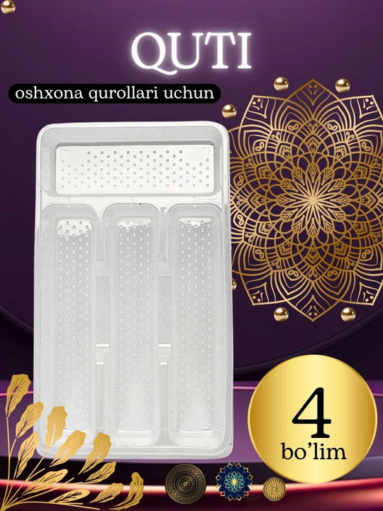 Qoshiq, vilka va pichoqlar uchun lotok, oshxona anjomlari uchun ajratgich