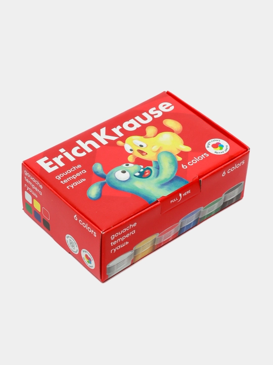 Гуашь ErichKrause Jolly Friends 6 цветов по 20 мл, в коробке 6 шт, 61413 q0000052780 - 