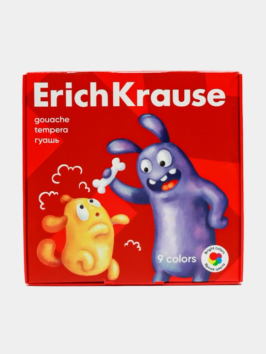 Гуашь ErichKrause Jolly Friends, 9 цветов по 20 мл, в коробке 9 шт, 61414 q0000052779