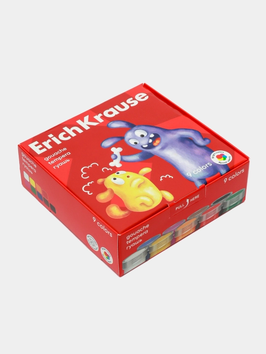 Гуашь ErichKrause Jolly Friends, 9 цветов по 20 мл, в коробке 9 шт, 61414 q0000052779