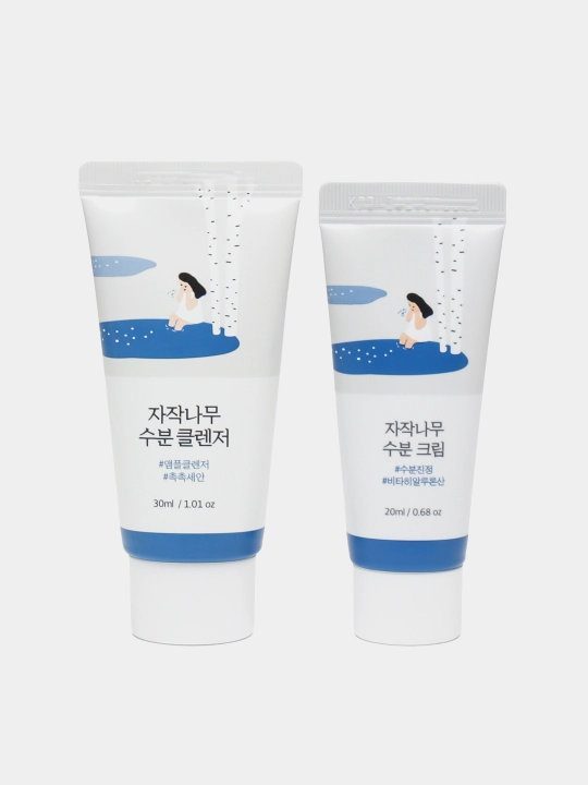 ROUND LAB yuz miniatyuralari sayohat to'plami, Pine Calming Cica Trial Kit, 4 dona