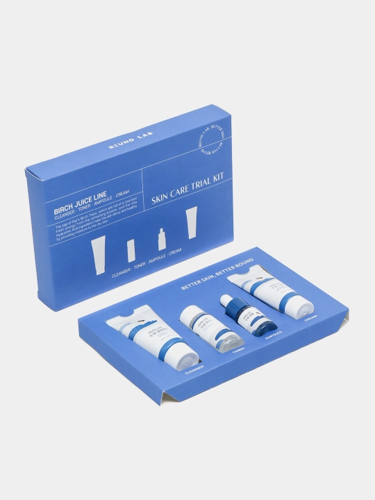 ROUND LAB yuz miniatyuralari sayohat to'plami, Pine Calming Cica Trial Kit, 4 dona