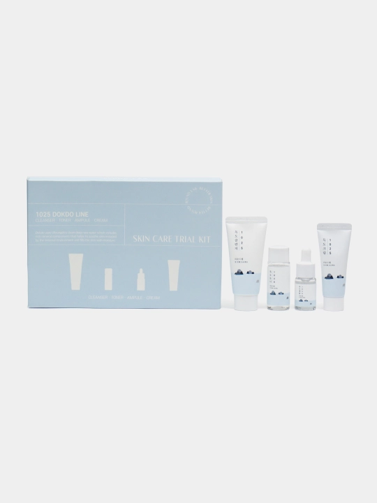 ROUND LAB yuz miniatyuralari sayohat to'plami, Pine Calming Cica Trial Kit, 4 dona - 