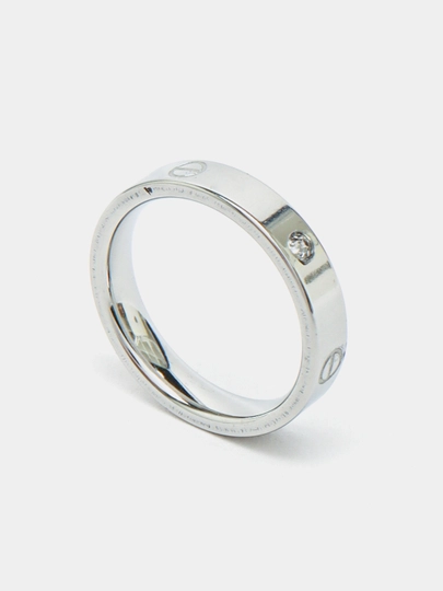 Кольца для женщин и девушек Cartier Stainless Steel, с камнями и без — CROWNIJ-UZUK-СЕРЕБРН-16