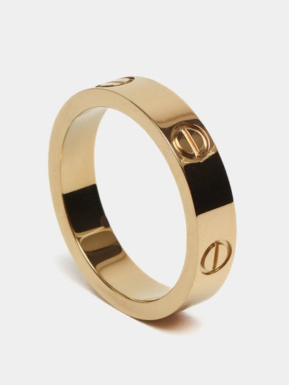 Кольца для женщин и девушек Cartier Stainless Steel, с камнями и без — CROWNIJ-UZUK-ЖЕЛТ-18
