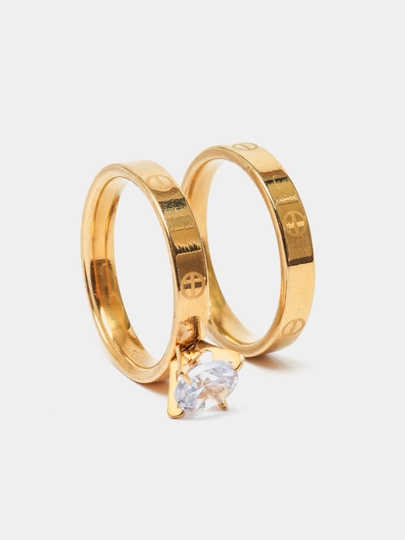 Кольца для женщин и девушек Cartier Stainless Steel, с камнями и без — CROWNIJ-UZUK-ГОРЧИЧ-18