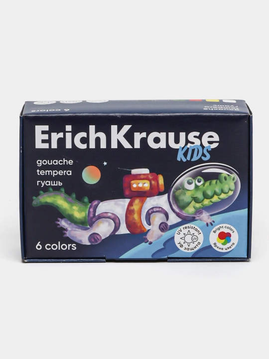 Гуашь ErichKrause Kids Space Animals, 6 цветов  20 мл в коробке 6 штук, 61408 q0000052775 - 