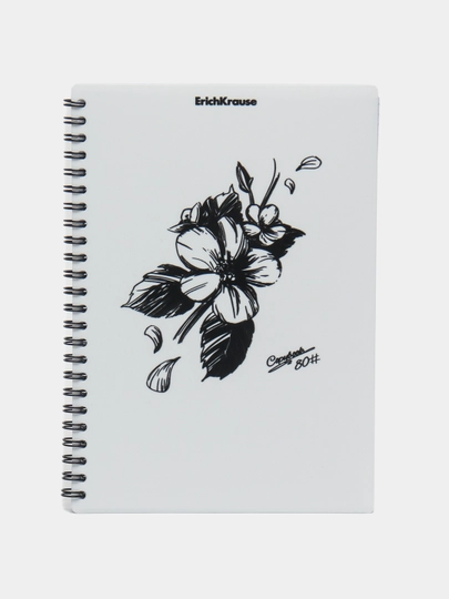 Тетрадь  ErichKrause Blossom, Black and White, А5, 80 листов, клетка 54118 q0000053651 — ER1CH-54118