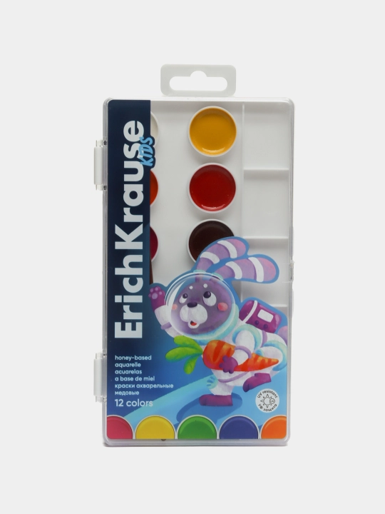 Краски акварельные ErichKrause Kids Space Animals, 12 цветов,  61363 q0000052786