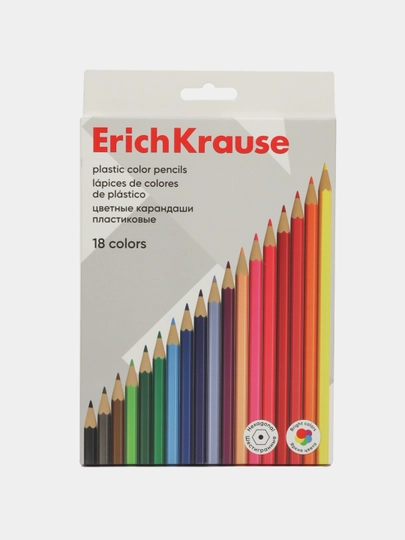 Цветные карандаши пластиковые ErichKrause шестигранные 18 цветов 53362 q0000053367
