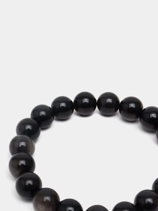 Tabiiy toshdan yasalgan bilaguzuk kulrang-qora obsidian